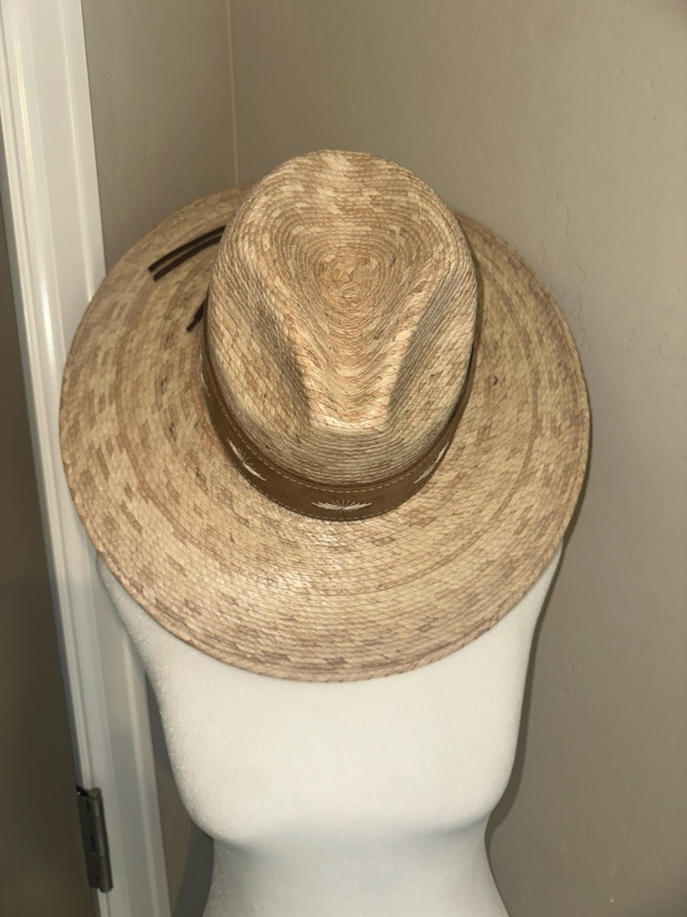 Scala Tan Straw Fedora with Brown Band